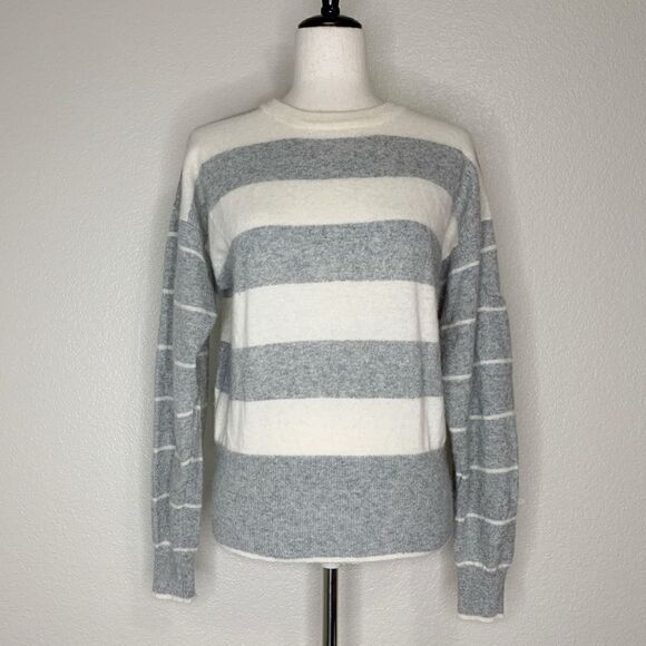 Liz Claiborne Collection Lambswool Angora Rabbit Blend Striped Sweater - Picture 1 of 11